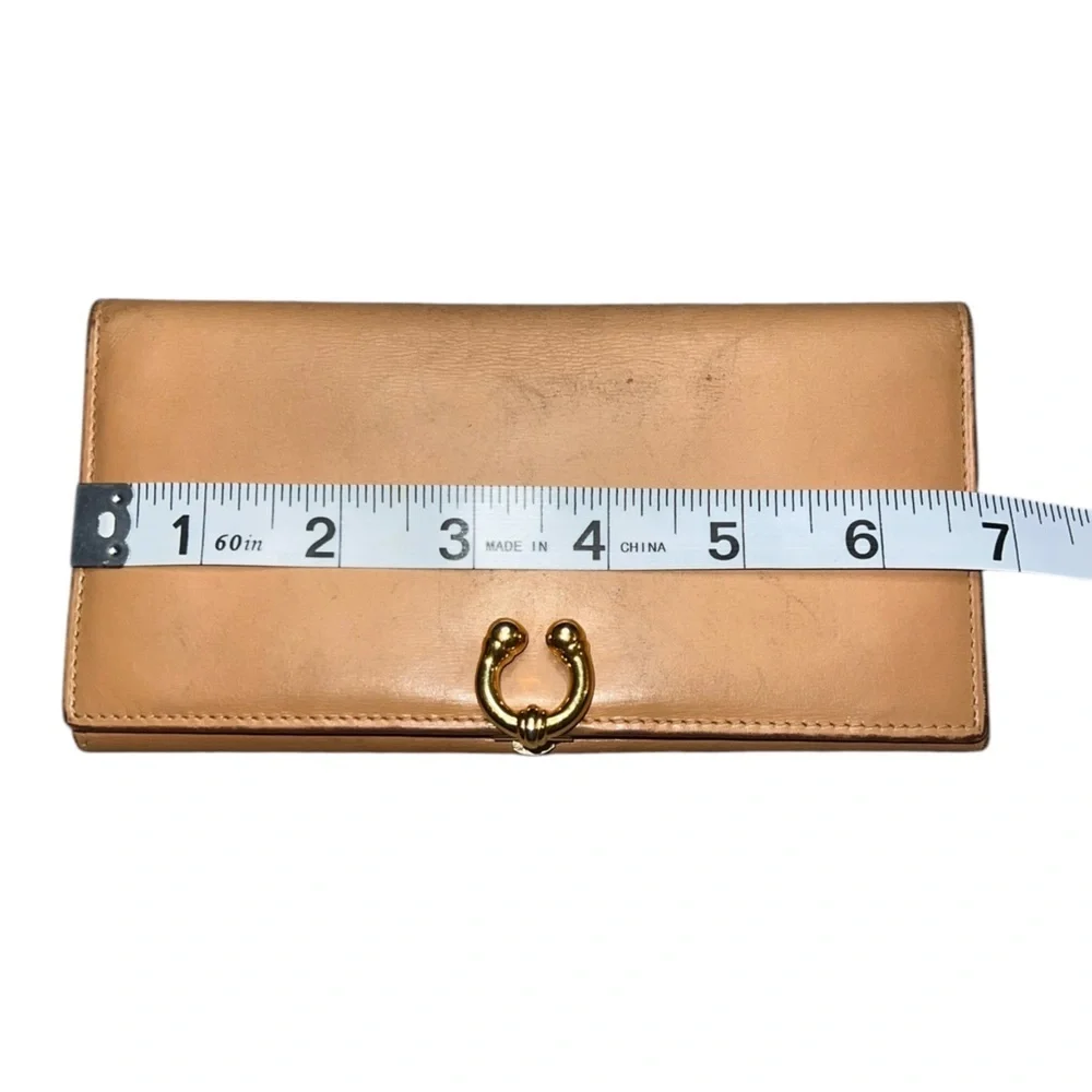 Gucci Vintage Horse Bit Long Wallet Tan Italian Leather Brass Hardware Neutral - Picture 3 of 16